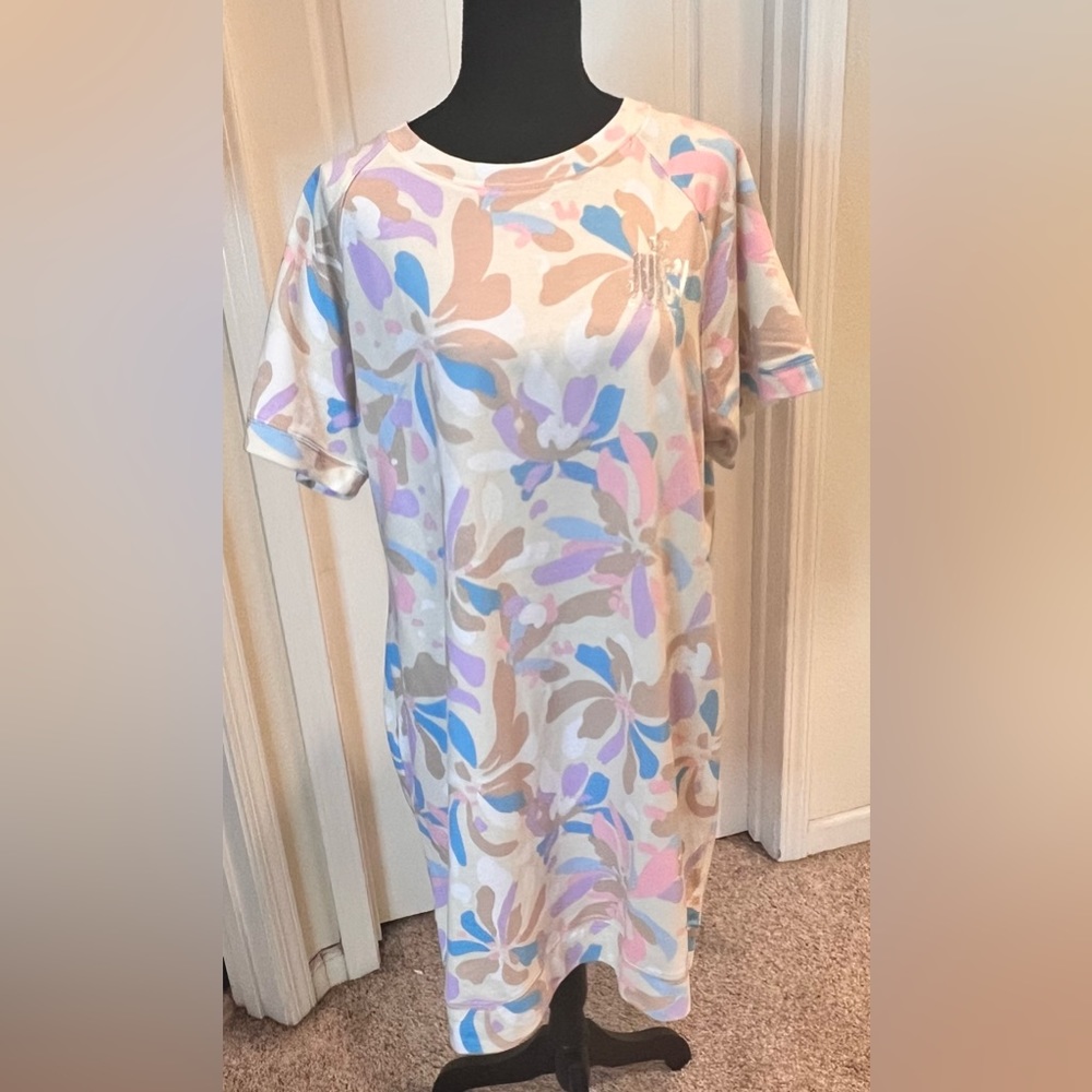Juicy Couture Firework Floral Pebble T-Shirt Sweatshirt Dress Size 1X. NWT